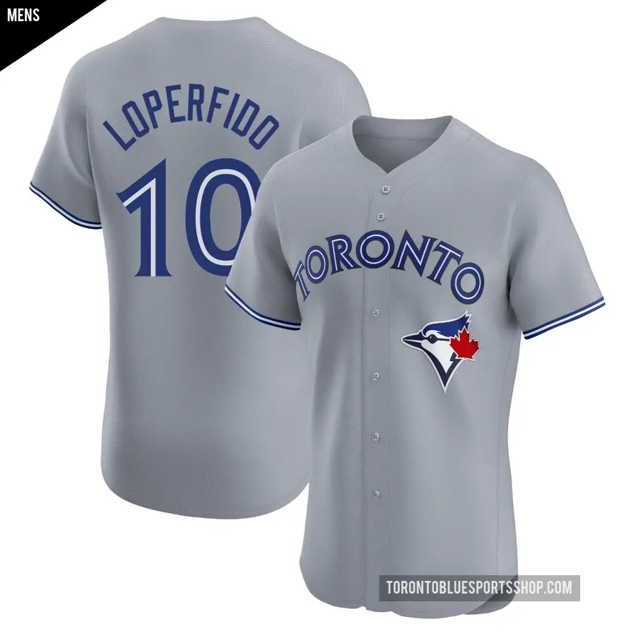 Men's Toronto Blue Jays ＃10 Joey Loperfido Elite Gray Road Jersey