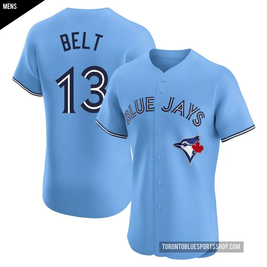 Men's Toronto Blue Jays ＃13 Brandon Belt Elite Blue Powder Alternate Jersey
