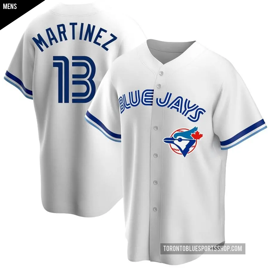 Men's Toronto Blue Jays ＃13 Orelvis Martinez Replica White Home Cooperstown Collection Jersey
