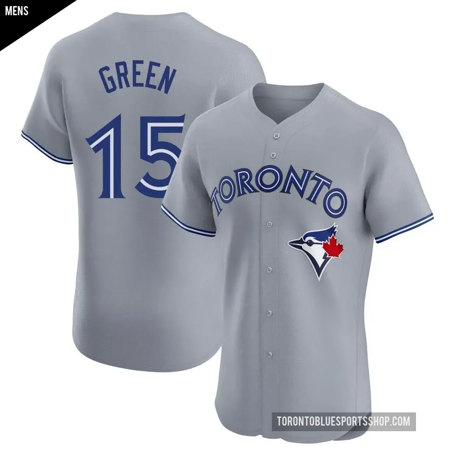 Men's Toronto Blue Jays ＃15 Shawn Green Elite Green Gray Road Jersey