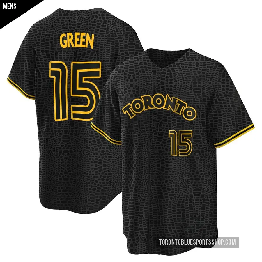Men's Toronto Blue Jays ＃15 Shawn Green Replica Green Black Snake Skin City Jersey