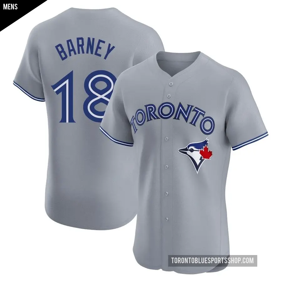 Men's Toronto Blue Jays ＃18 Darwin Barney Elite Gray Road Jersey