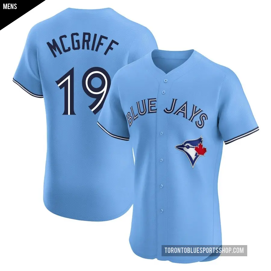 Men's Toronto Blue Jays ＃19 Fred Mcgriff Elite Blue Powder Alternate Jersey