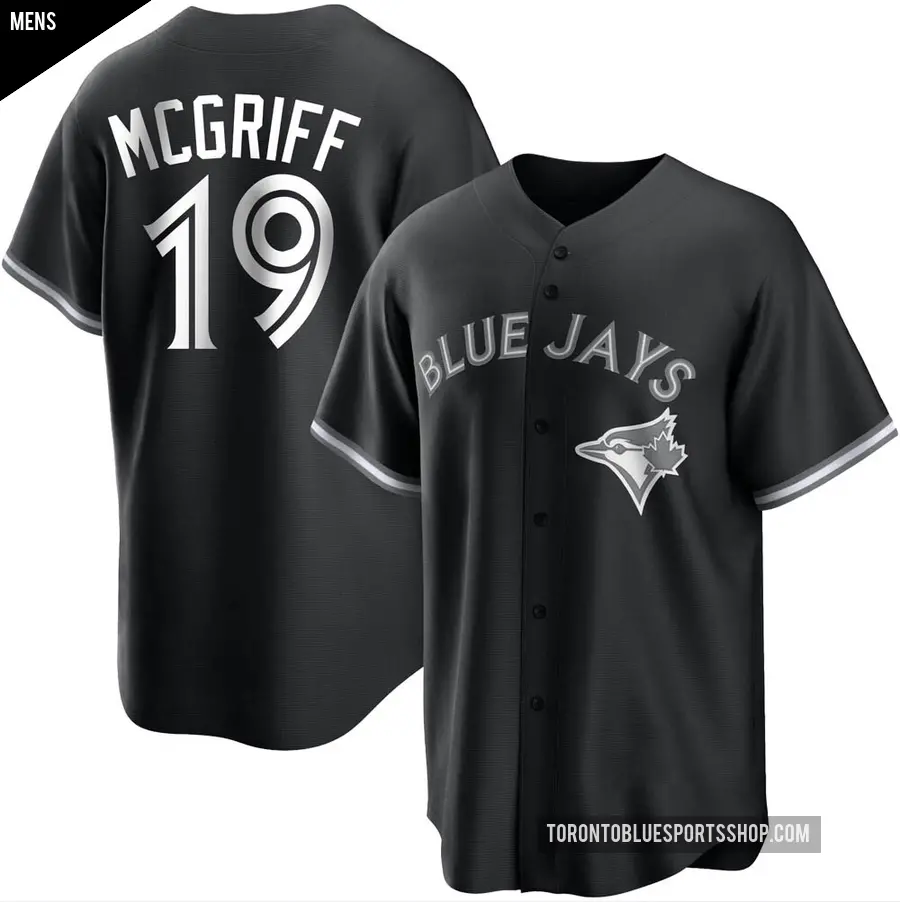 Men's Toronto Blue Jays ＃19 Fred Mcgriff Replica Black/White Jersey
