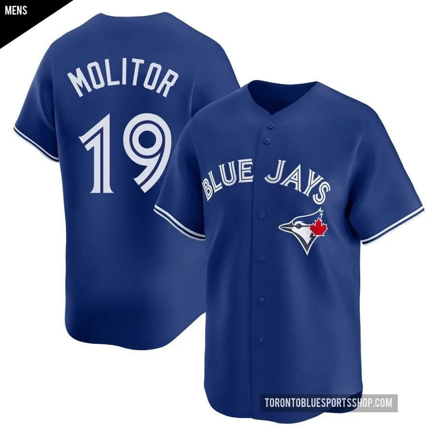 Men's Toronto Blue Jays ＃19 Paul Molitor Limited Royal Alternate Jersey