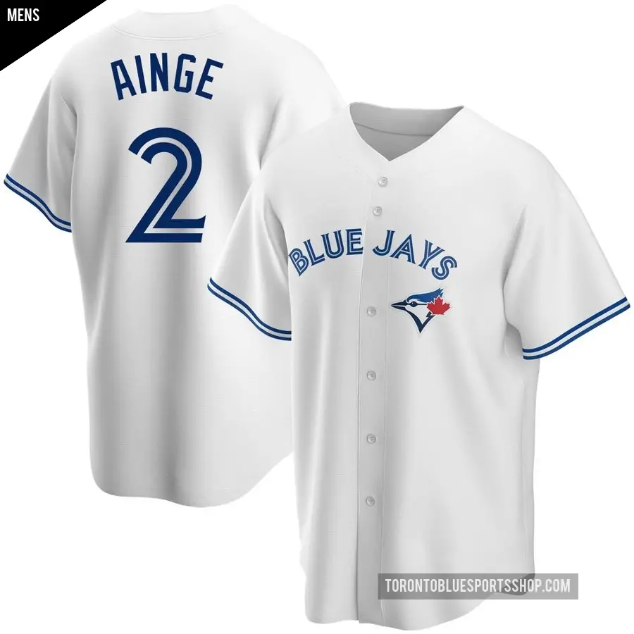 Men's Toronto Blue Jays ＃2 Danny Ainge Replica White Home Jersey