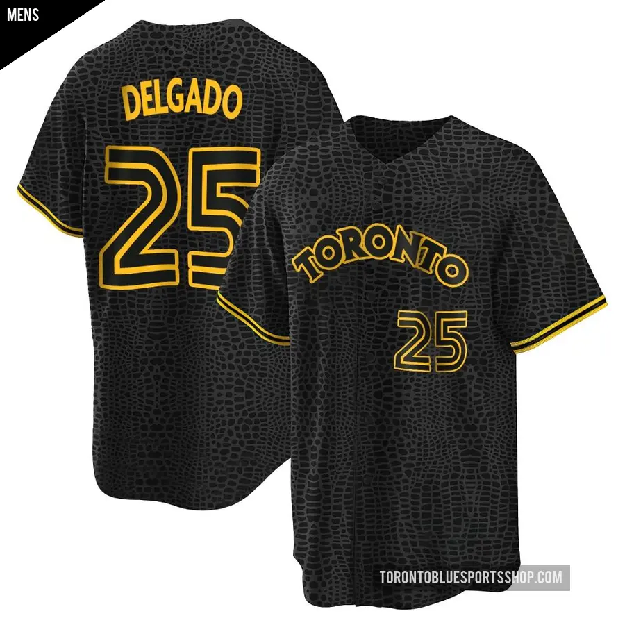 Men's Toronto Blue Jays ＃25 Carlos Delgado Replica Black Snake Skin City Jersey