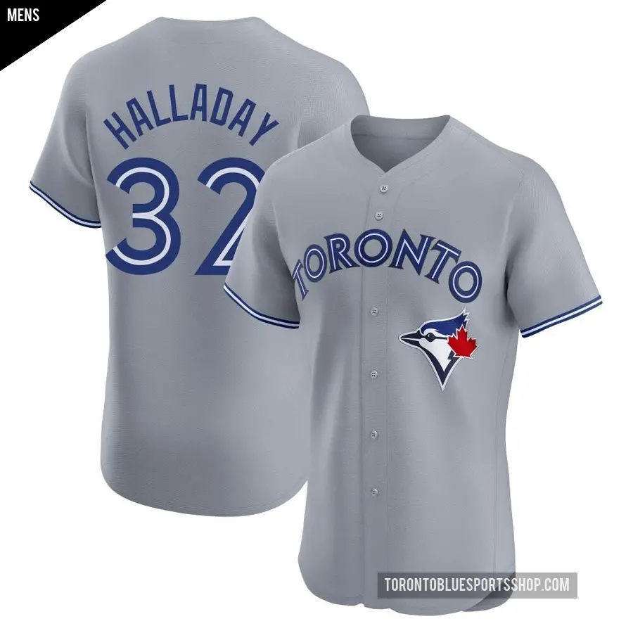 Men's Toronto Blue Jays ＃32 Roy Halladay Elite Gray Road Jersey