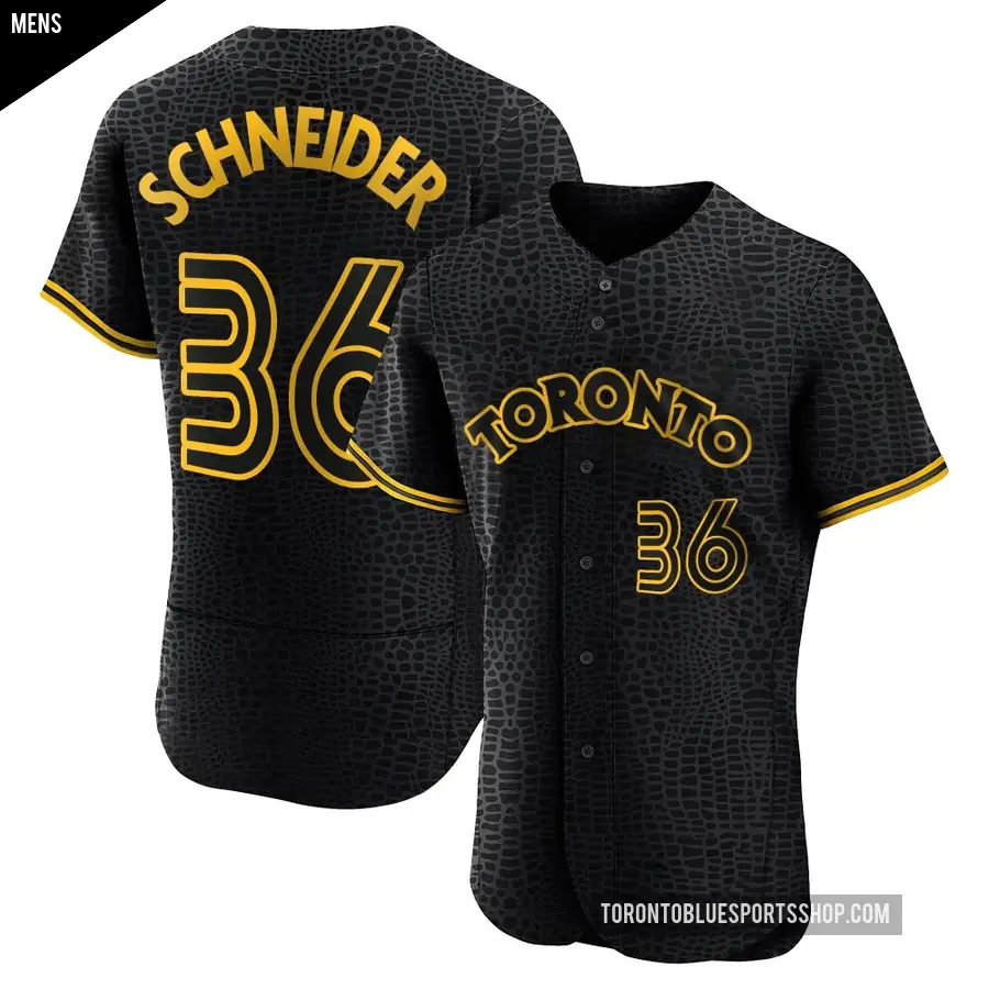 Men's Toronto Blue Jays ＃36 Davis Schneider Authentic Black Snake Skin City Jersey