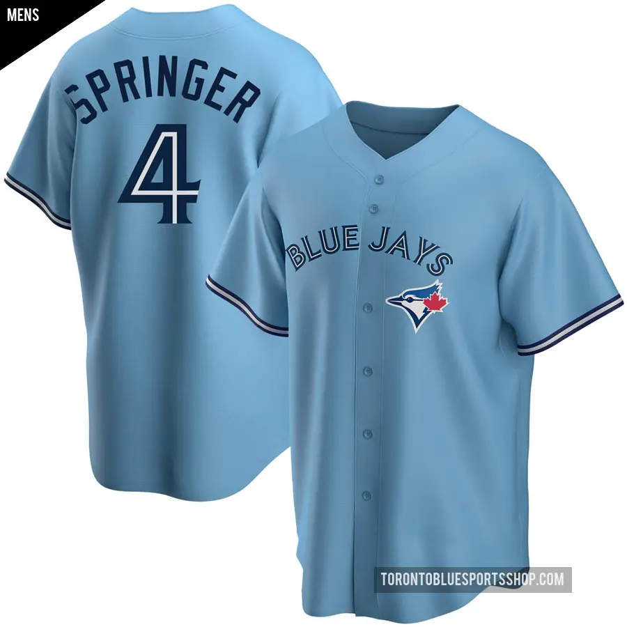 Men's Toronto Blue Jays ＃4 George Springer Replica Blue Powder Alternate Jersey