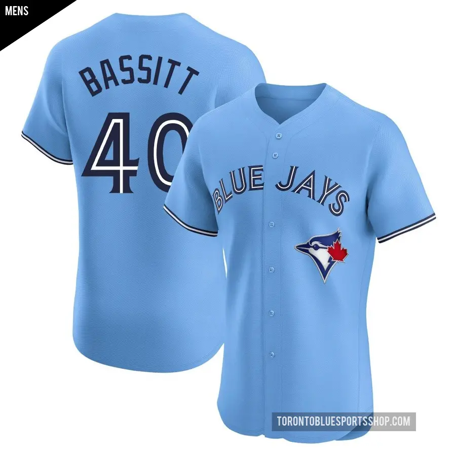 Men's Toronto Blue Jays ＃40 Chris Bassitt Elite Blue Powder Alternate Jersey