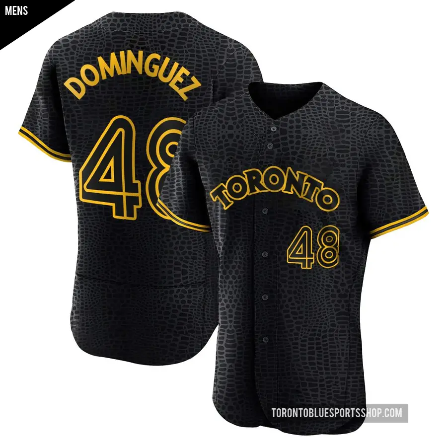 Men's Toronto Blue Jays ＃48 Seranthony Dominguez Authentic Black Snake Skin City Jersey