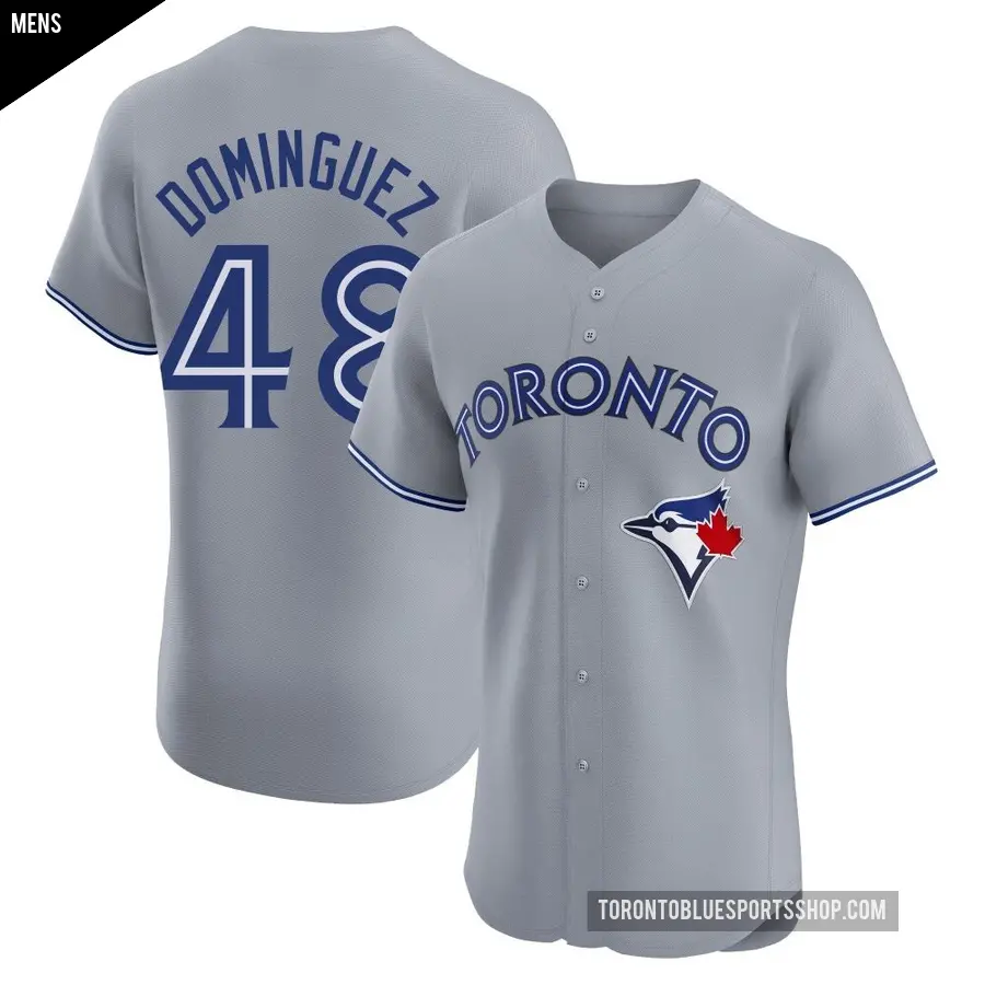 Men's Toronto Blue Jays ＃48 Seranthony Dominguez Elite Gray Road Jersey