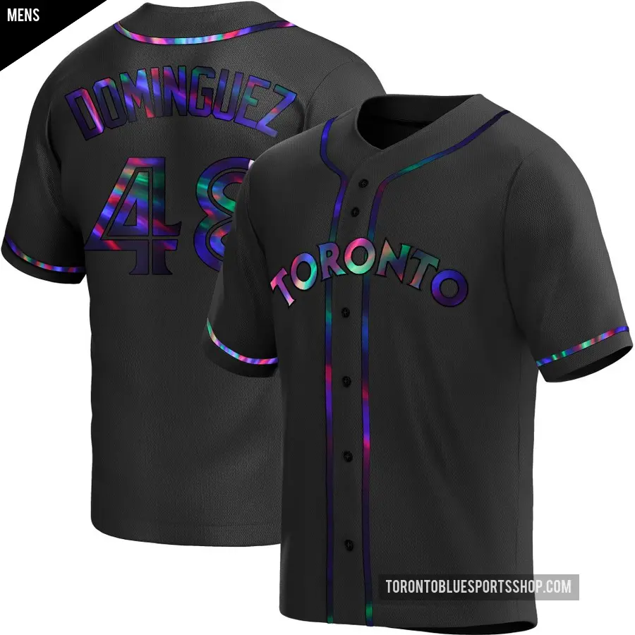 Men's Toronto Blue Jays ＃48 Seranthony Dominguez Replica Black Holographic Alternate Jersey
