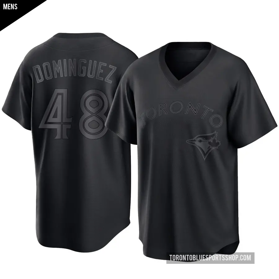 Men's Toronto Blue Jays ＃48 Seranthony Dominguez Replica Black Pitch Fashion Jersey