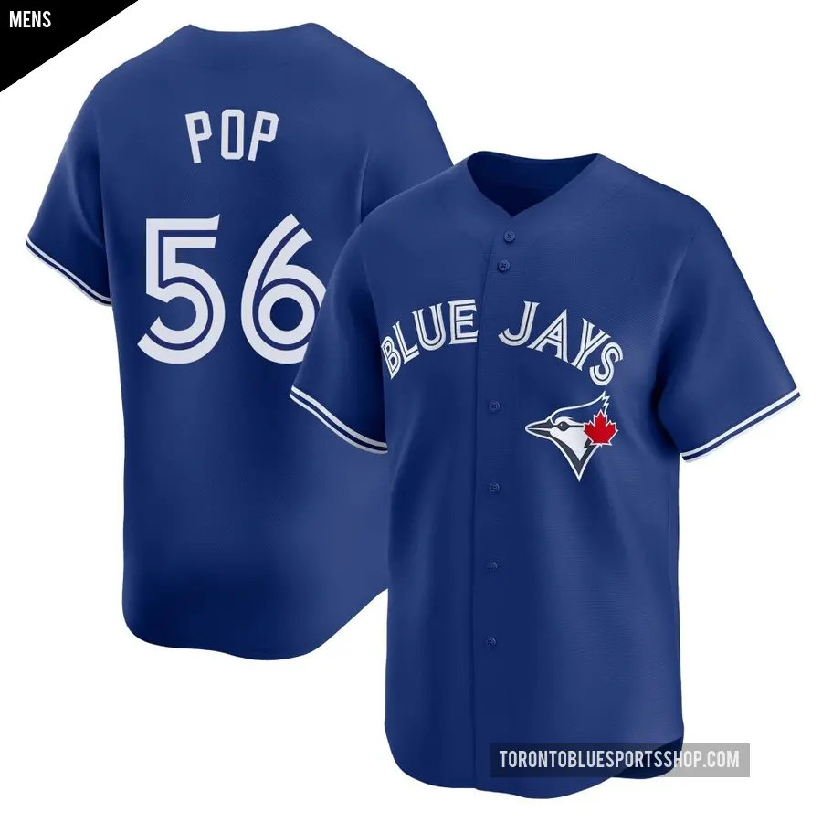Men's Toronto Blue Jays ＃56 Zach Pop Limited Royal Alternate Jersey