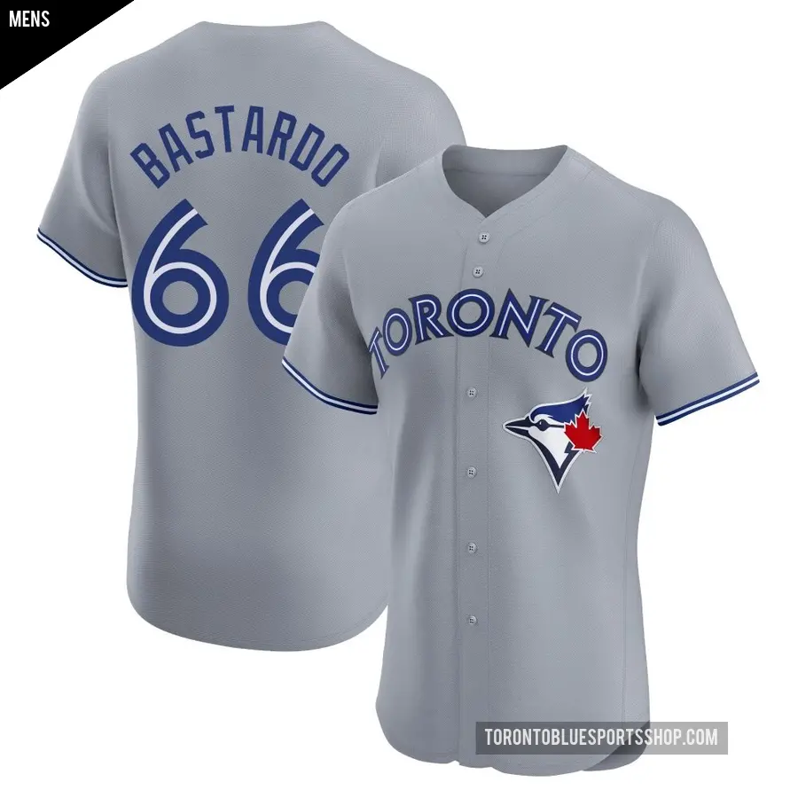 Men's Toronto Blue Jays ＃66 Angel Bastardo Elite Gray Road Jersey