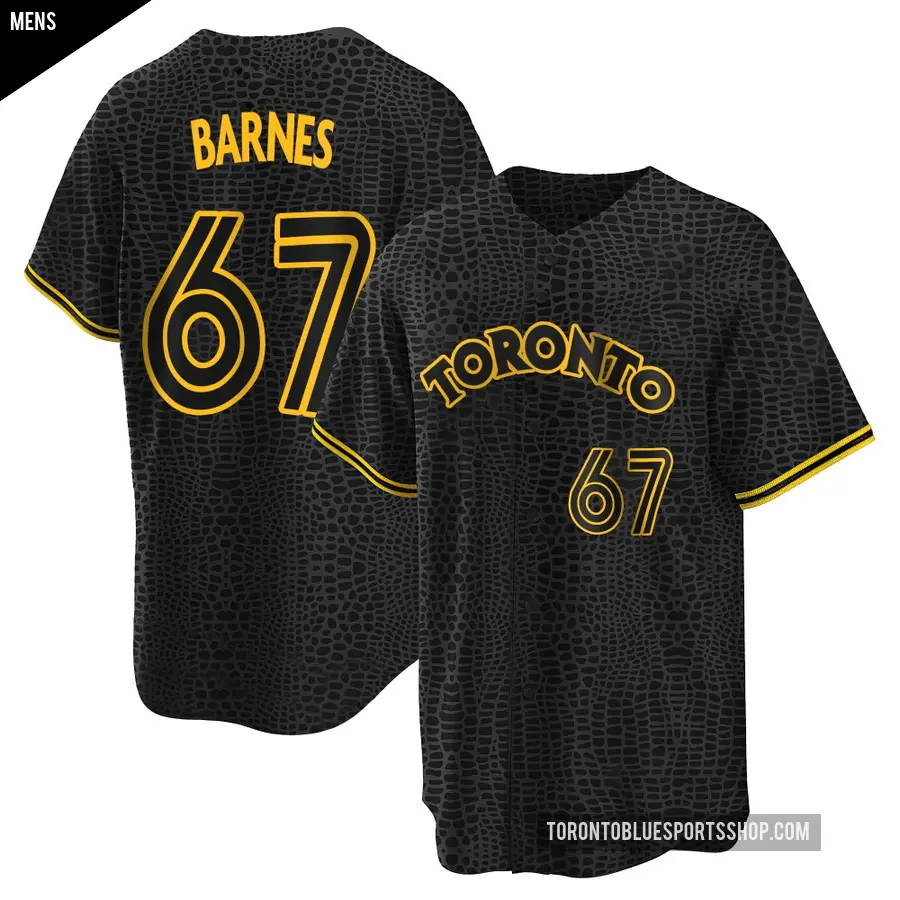 Men's Toronto Blue Jays ＃67 Jacob Barnes Replica Black Snake Skin City Jersey