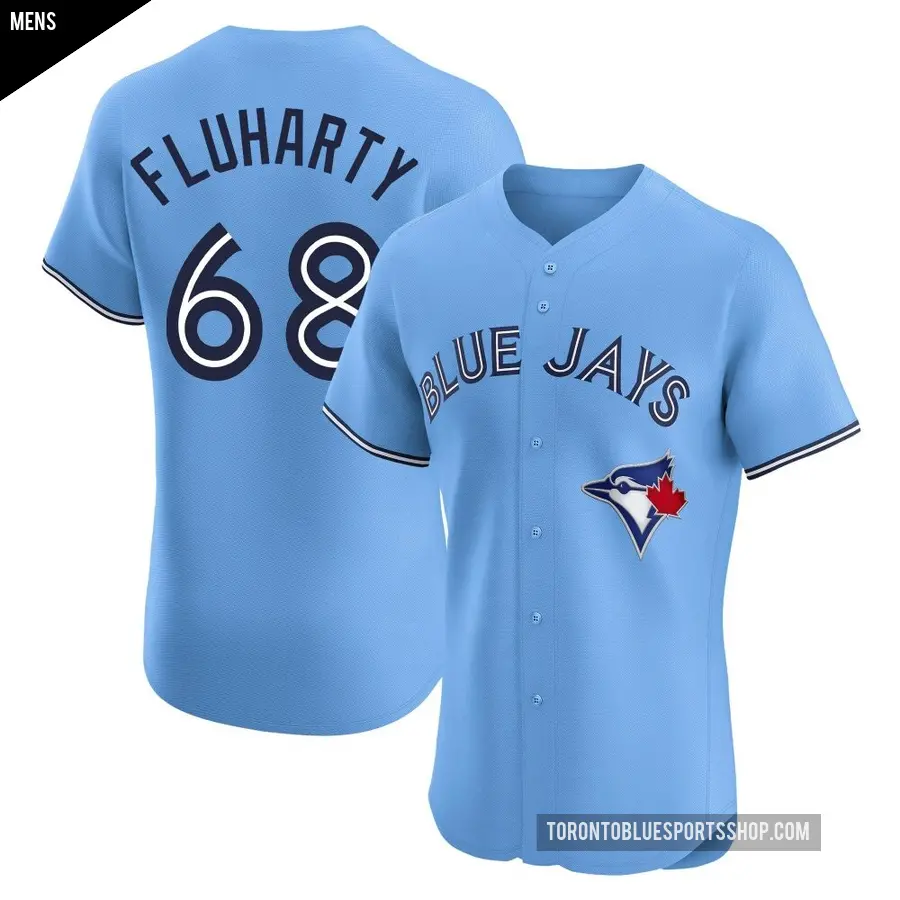 Men's Toronto Blue Jays ＃68 Mason Fluharty Elite Blue Powder Alternate Jersey