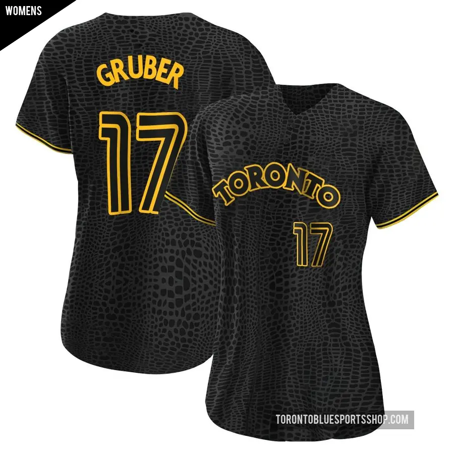 Women's Toronto Blue Jays ＃17 Kelly Gruber Replica Black Snake Skin City Jersey