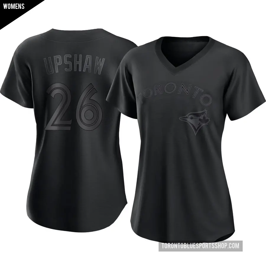 Women's Toronto Blue Jays ＃26 Willie Upshaw Replica Black Pitch Fashion Jersey
