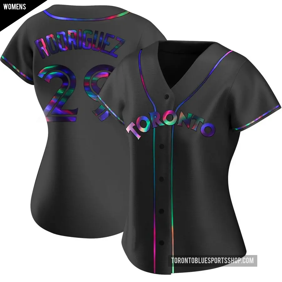 Women's Toronto Blue Jays ＃29 Yariel Rodriguez Replica Black Holographic Alternate Jersey