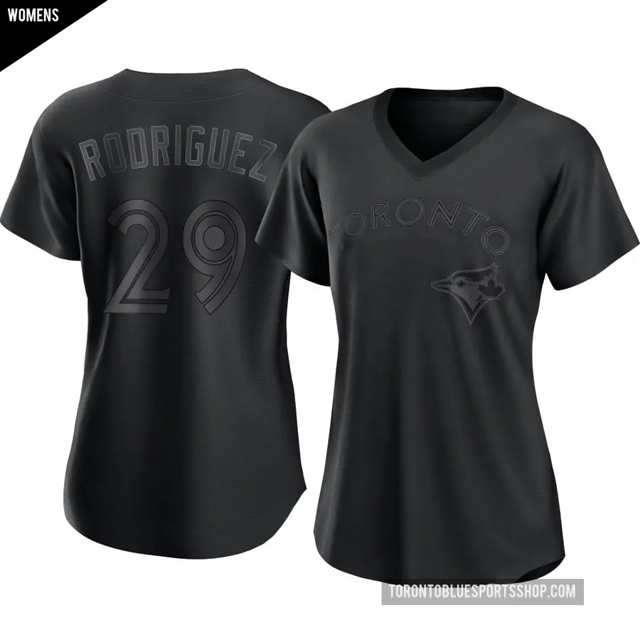Women's Toronto Blue Jays ＃29 Yariel Rodriguez Replica Black Pitch Fashion Jersey