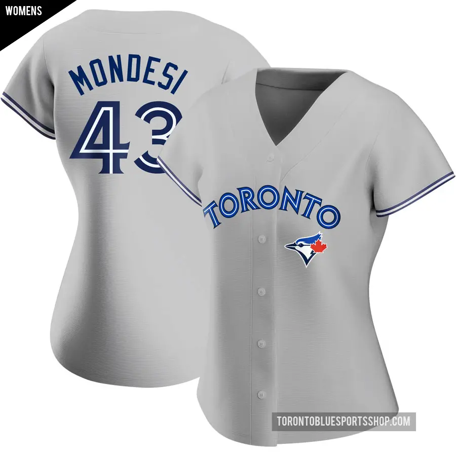 Women's Toronto Blue Jays ＃43 Raul Mondesi Replica Gray Road Jersey