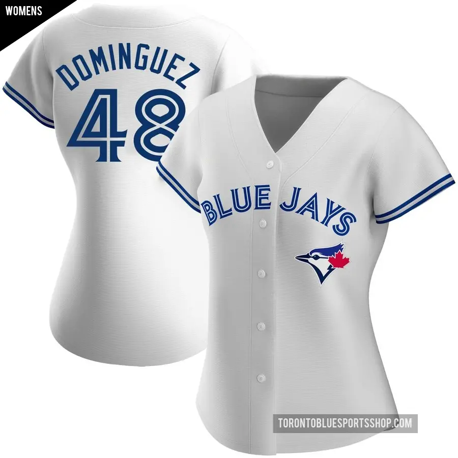 Women's Toronto Blue Jays ＃48 Seranthony Dominguez Authentic White Home Jersey