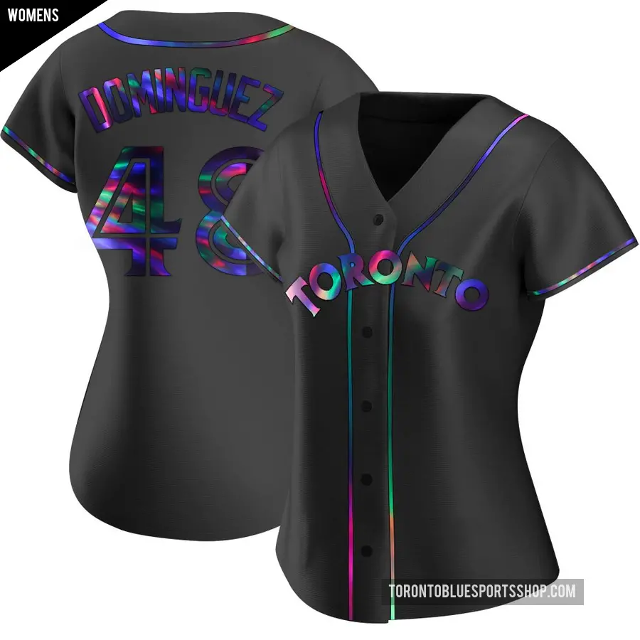 Women's Toronto Blue Jays ＃48 Seranthony Dominguez Replica Black Holographic Alternate Jersey