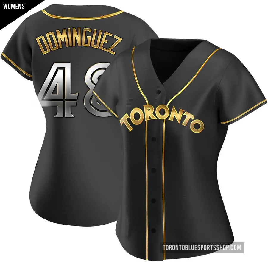 Women's Toronto Blue Jays ＃48 Seranthony Dominguez Replica Gold Black en Alternate Jersey
