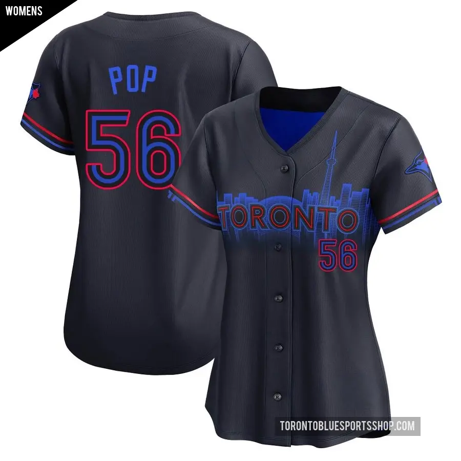 Women's Toronto Blue Jays ＃56 Zach Pop Limited Black 2024 City Connect Jersey