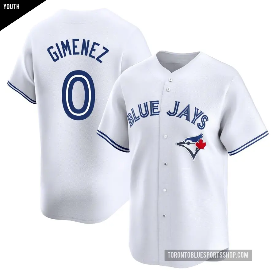 Youth Toronto Blue Jays ＃0 Andres Gimenez Limited White Home Jersey