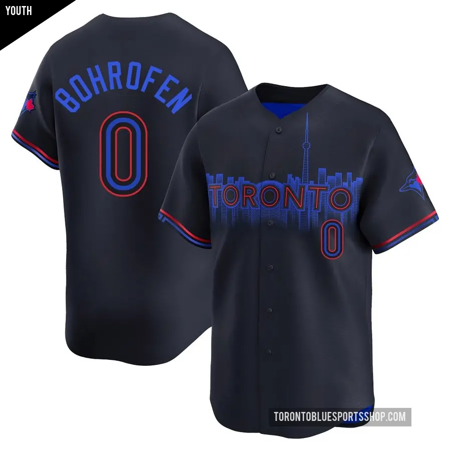 Youth Toronto Blue Jays ＃0 Jace Bohrofen Limited Black 2024 City Connect Jersey