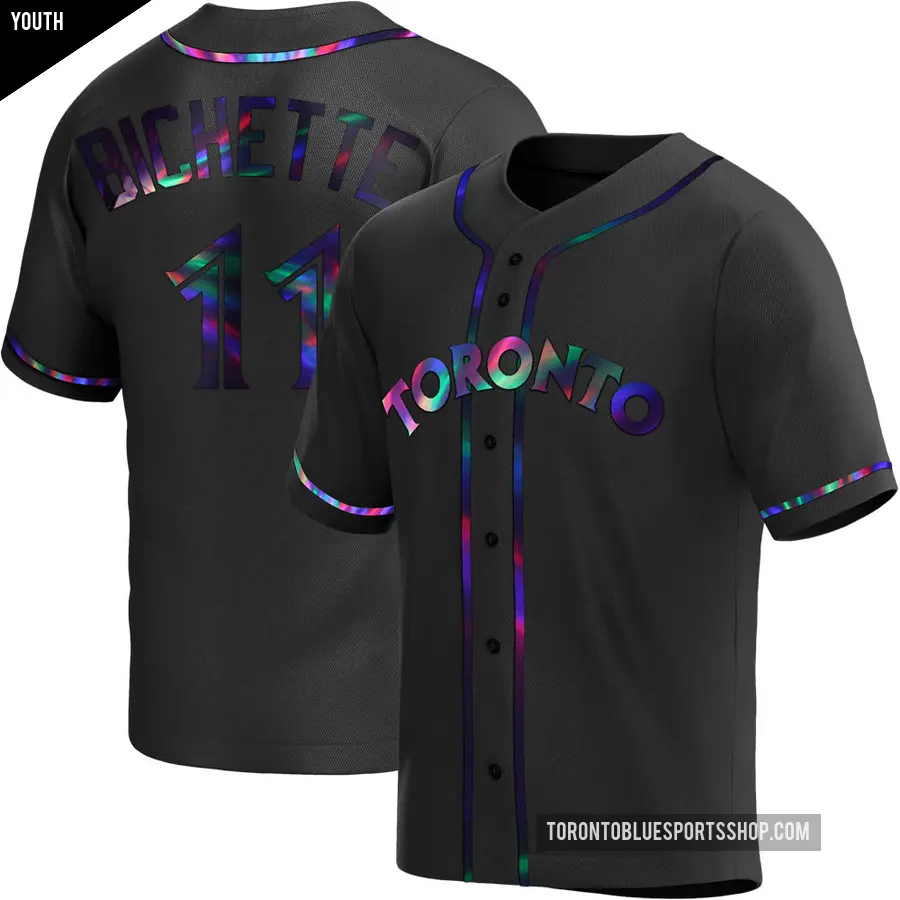 Youth Toronto Blue Jays ＃11 Bo Bichette Replica Black Holographic Alternate Jersey
