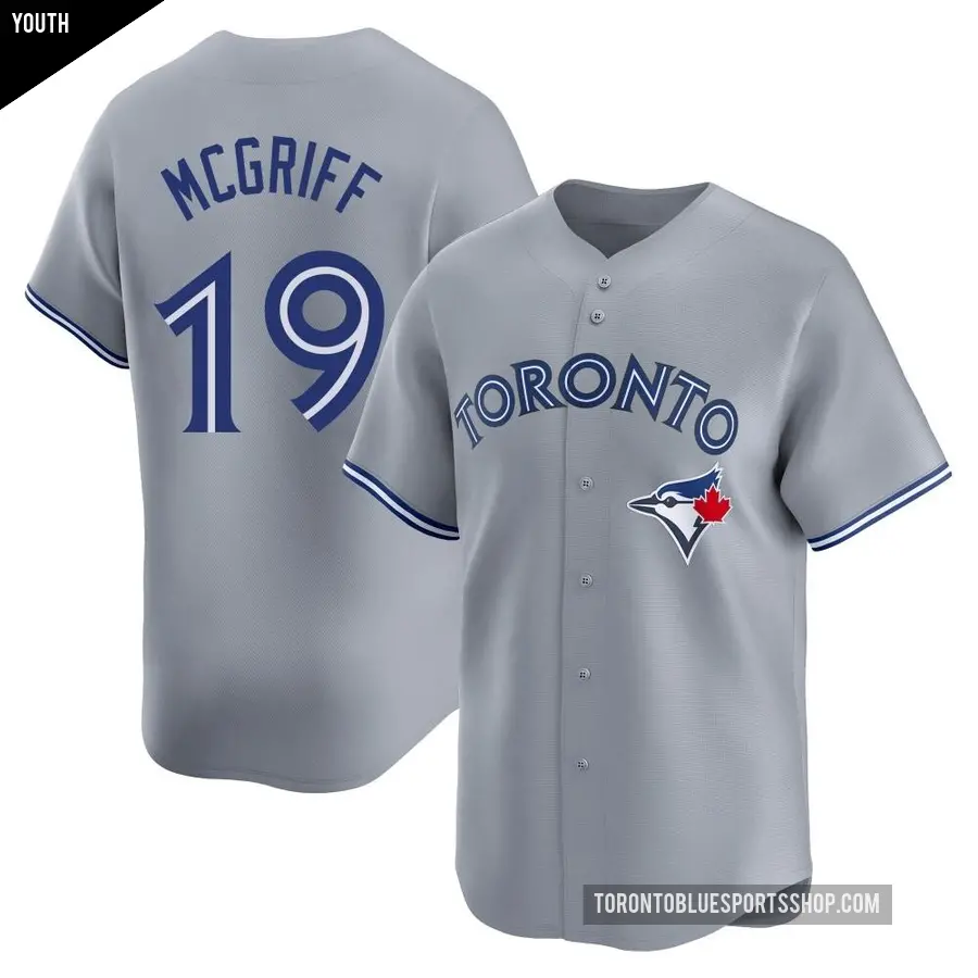 Youth Toronto Blue Jays ＃19 Fred Mcgriff Limited Gray Away Jersey