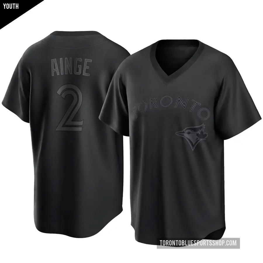 Youth Toronto Blue Jays ＃2 Danny Ainge Replica Black Pitch Fashion Jersey