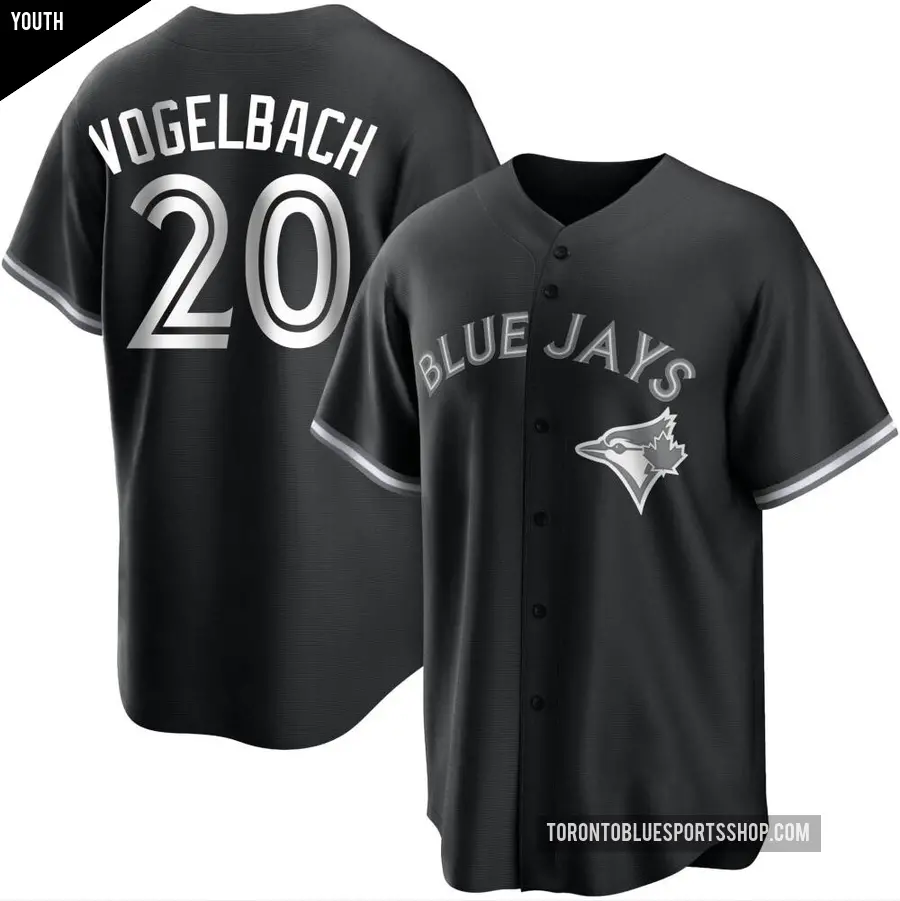 Youth Toronto Blue Jays ＃20 Daniel Vogelbach Replica Black/White Jersey