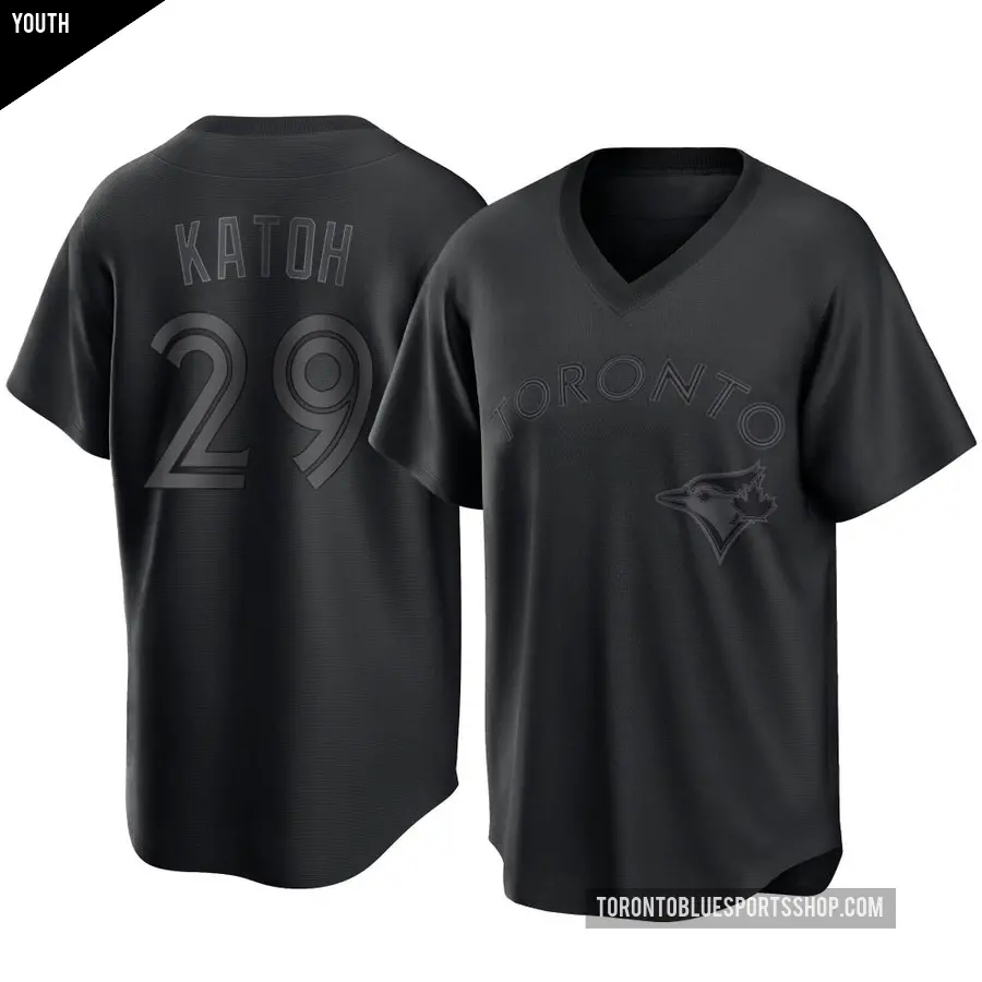 Youth Toronto Blue Jays ＃29 Gosuke Katoh Replica Black Pitch Fashion Jersey