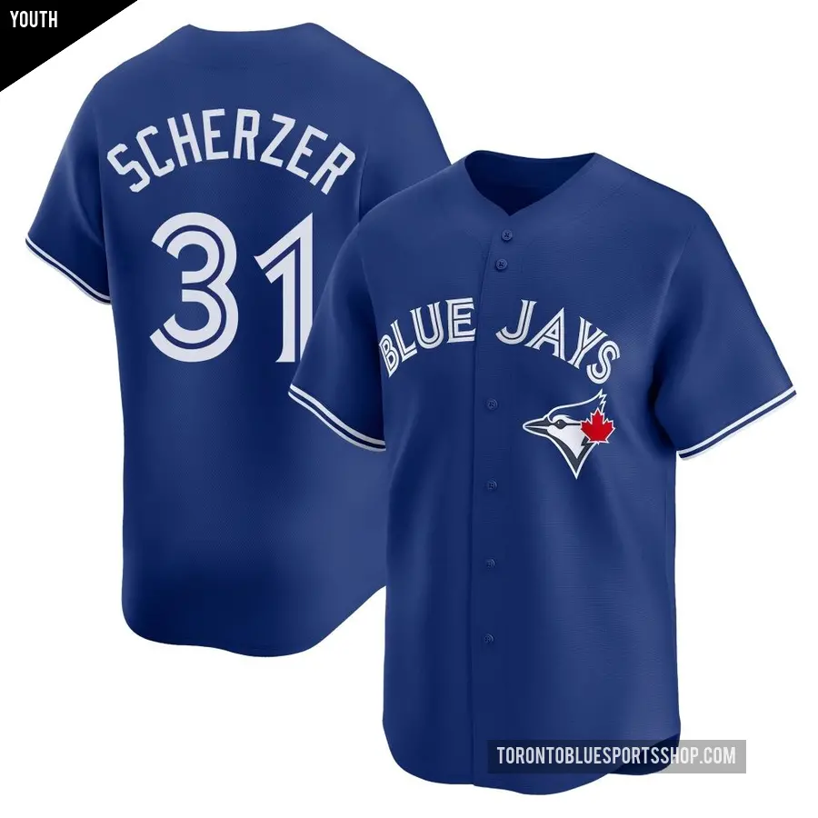 Youth Toronto Blue Jays ＃31 Max Scherzer Limited Royal Alternate Jersey