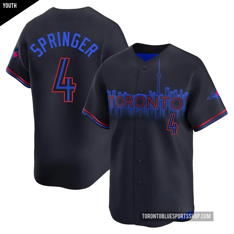 Youth Toronto Blue Jays ＃4 George Springer Limited Black 2024 City Connect Jersey