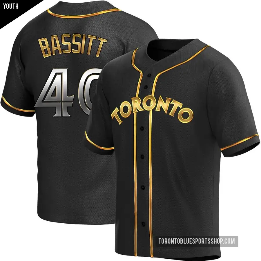 Youth Toronto Blue Jays ＃40 Chris Bassitt Replica Gold Black en Alternate Jersey