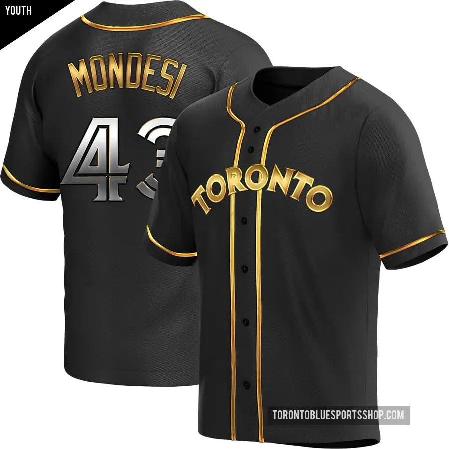 Youth Toronto Blue Jays ＃43 Raul Mondesi Replica Gold Black en Alternate Jersey