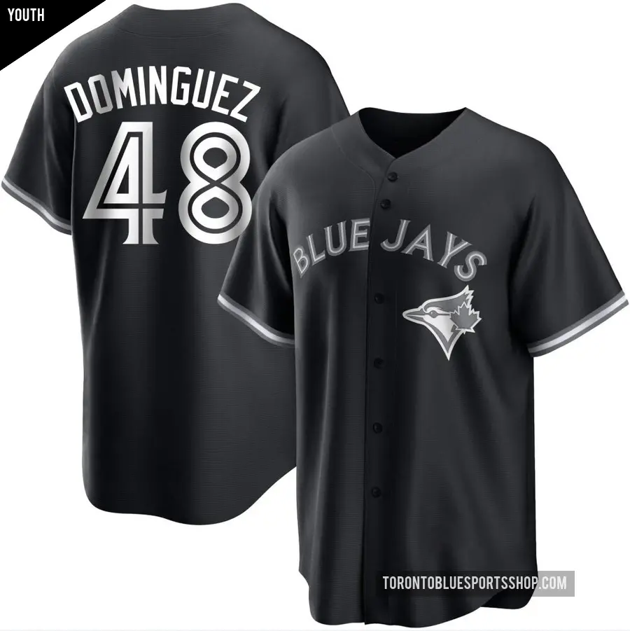 Youth Toronto Blue Jays ＃48 Seranthony Dominguez Replica Black/White Jersey