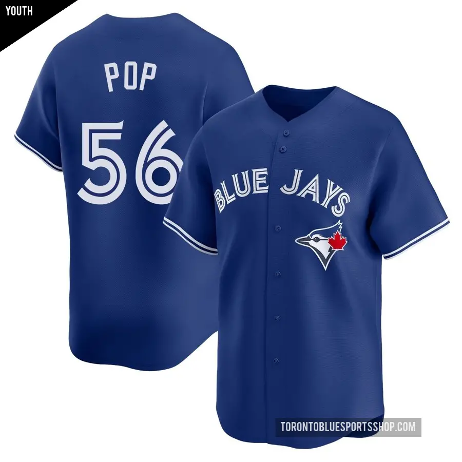 Youth Toronto Blue Jays ＃56 Zach Pop Limited Royal Alternate Jersey