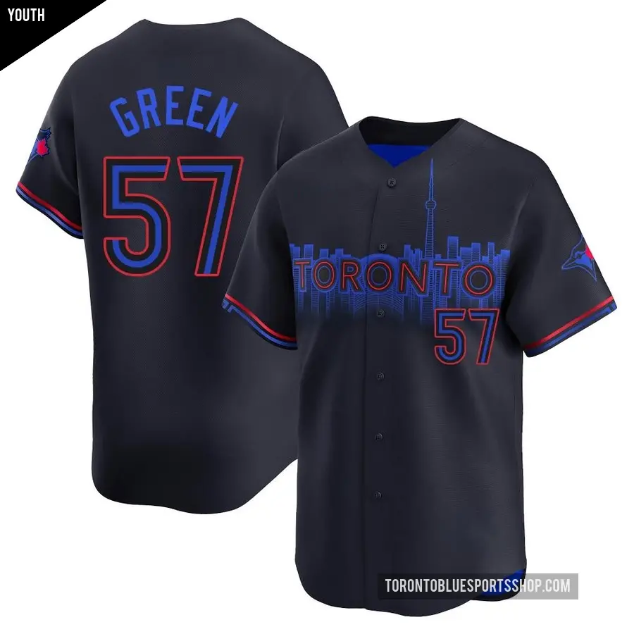 Youth Toronto Blue Jays ＃57 Chad Green Limited Green Black 2024 City Connect Jersey