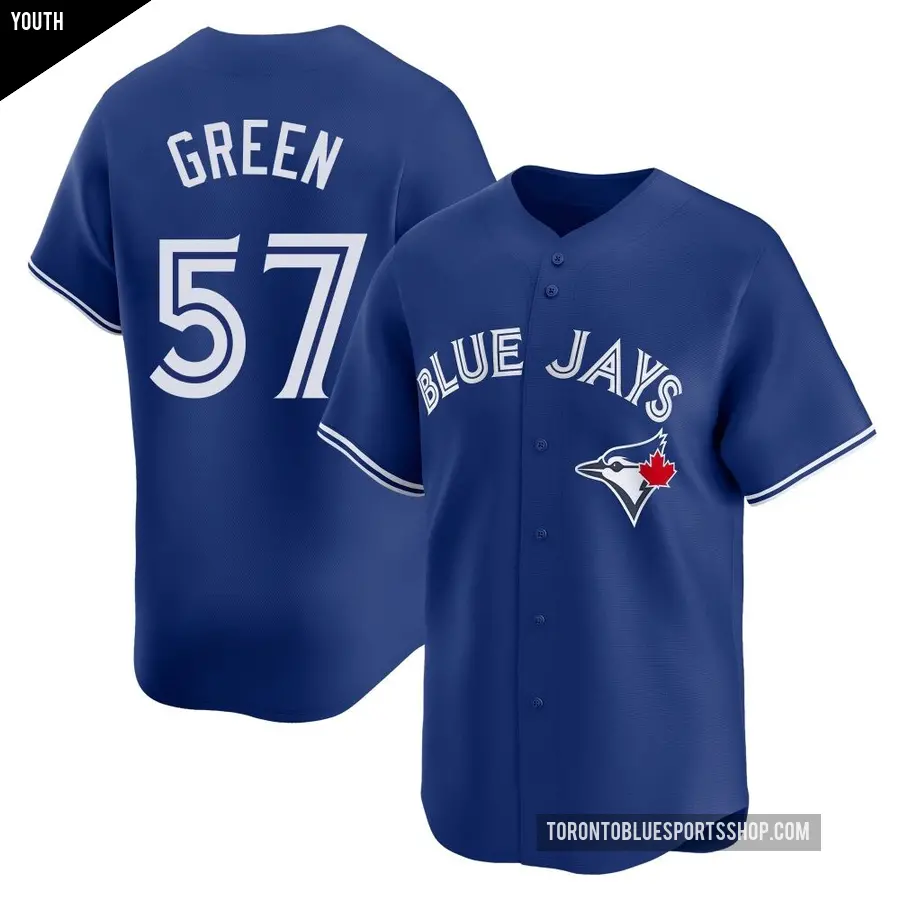 Youth Toronto Blue Jays ＃57 Chad Green Limited Green Royal Alternate Jersey