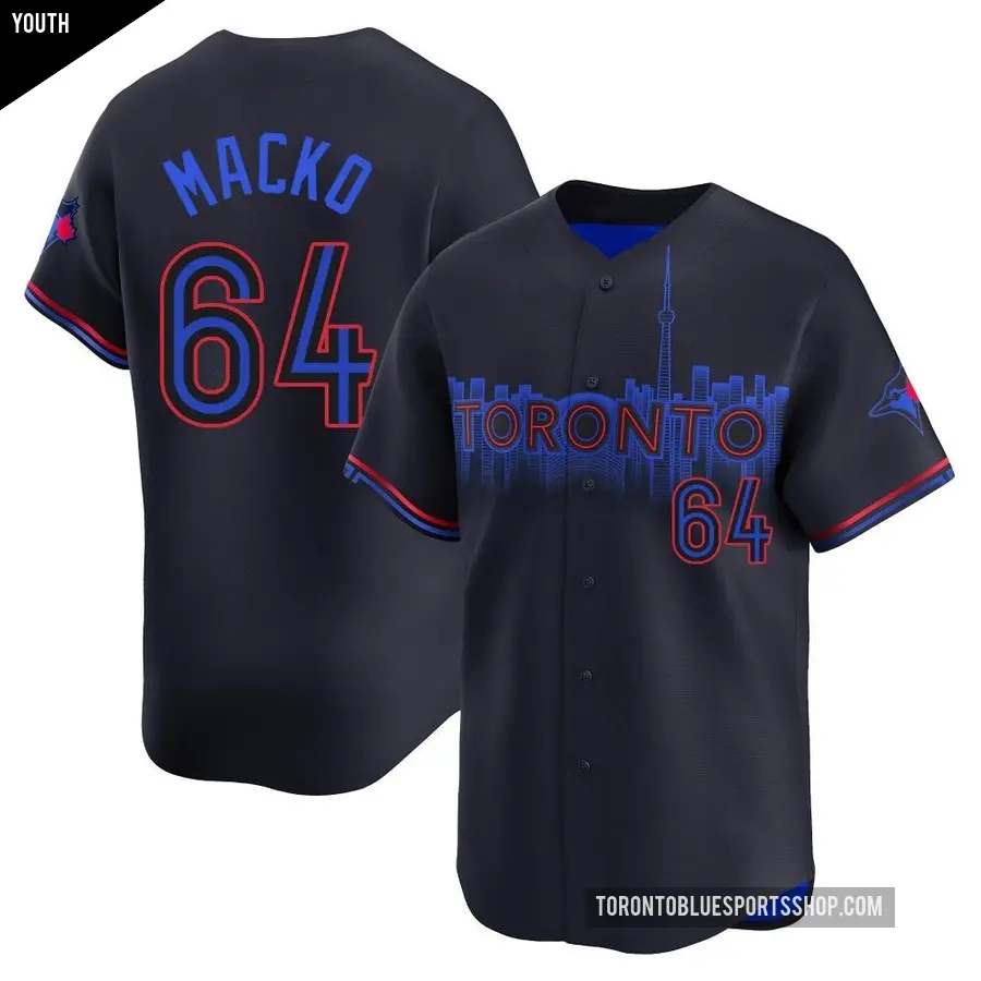 Youth Toronto Blue Jays ＃64 Adam Macko Limited Black 2024 City Connect Jersey